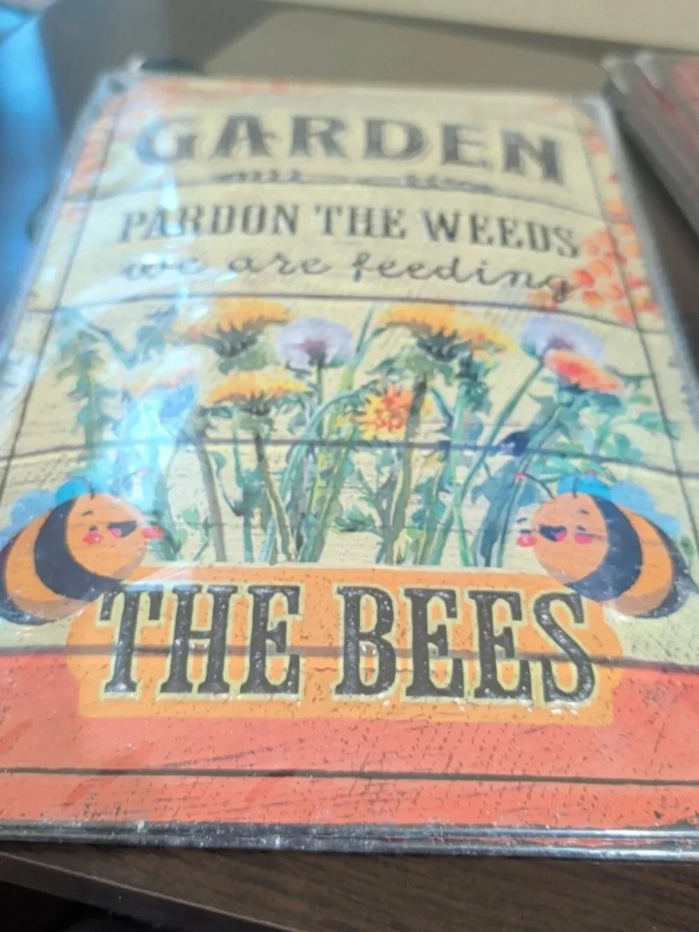LANOLU Pardon The Weeds Bee Metal Sign 8x12 Vintage Garden Decor